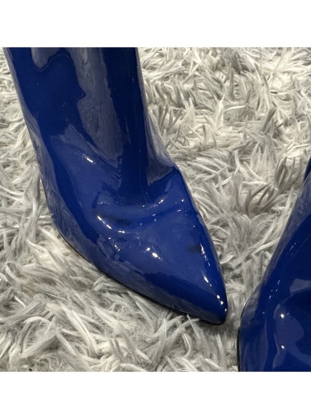 Gucci Blue Patent Leather Pointed Toe Booties 37.5 - Picture 3 of 11